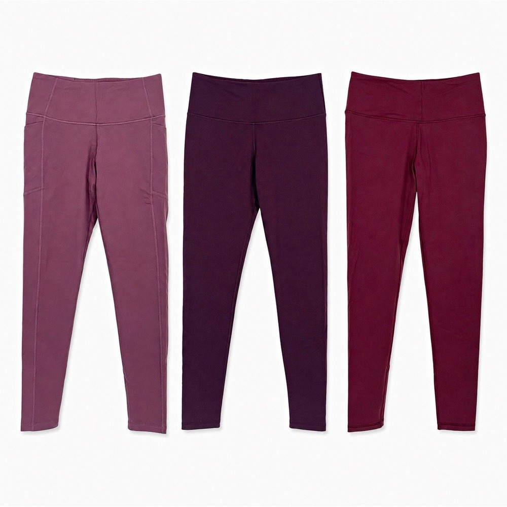 Victoria's Secret Sport Knockout Leggings Lot of 3 Women's M Burgundy Mauve
